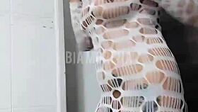 tattooed brazilian morena's funky dance is intriguing