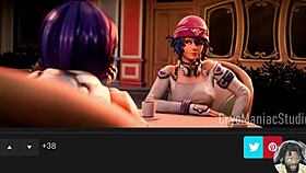 Horny Juno and Ellie fuck ass to ass in tight Mass Effect action