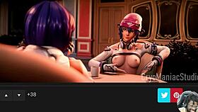 Horny Juno and Ellie fuck ass to ass in tight Mass Effect action