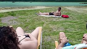 Caught this voyeur jerking on the beach while I touched myself! 😳