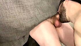 Intense blowjob and deepthroat at the gloryhole, ending with swallow.