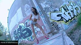 Brunette Girl Fucked Outdoor in Heels, What a Sight!