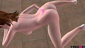 Cute teen rubs pussy in doggy style animation