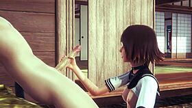 does mia get jerked and creampied in this uncensored hentai game?