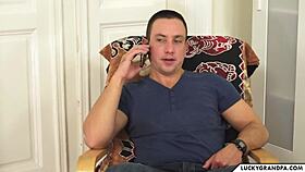 Girlfriend cheats with grandpa for blowjob