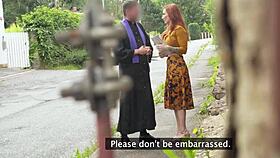 hey, forgive me father, this innocent redhead milf got pounded first time in public!