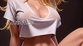 Beautiful blonde girl, AI-generated, rides huge cock in hentai.