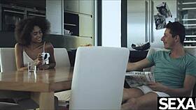 Man, dis beautiful black Brazilian babe gettin’ her coffee n’ cock fix, ya know?