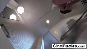 Christiana shines while rubbing in the shower and pool! 🛁