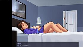 I got caught masturbating by my busty mature stepmom in Summertime Saga.