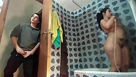 Stepsister catches masturbating, gives blowjob