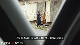 hey, forgive me father, this innocent redhead milf got pounded first time in public!