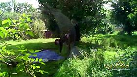 Redhead's tight pussy fucked outdoors 😏