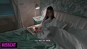 step mom helps step son cum in shared bed during work