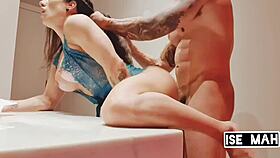 ise mah drills the fit babe right on the motel bathroom sink