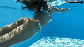 angelica, the best hungarian milf, strips naked at the pool