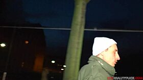 crazy pink hair milf bends over for street fucking.