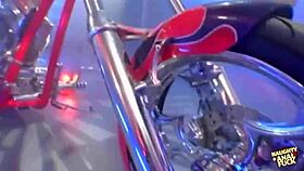 i watch this busty redheaded biker girl ride cock on her bike, her thick ass bouncing