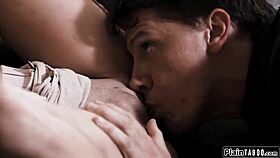 new foster teen 18+ starts sucking stepdaddy. she rides him hard with her petite shaved body.