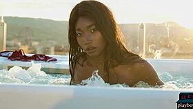 ebony beauty mimi desuka strips naked in pool for playboy