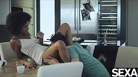 Man, dis beautiful black Brazilian babe gettin’ her coffee n’ cock fix, ya know?