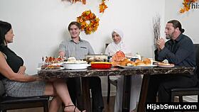 Muslim girl slammed on thanksgiving table! 🦃