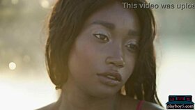 ebony beauty mimi desuka strips naked in pool for playboy