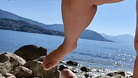 step mom fucks stepson on nudist beach while husband swims