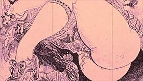 Vintage Erotic Drawings Contrast Antique Comic Anime Hentai.