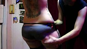 Inked babe nyx gets tied and tickled topless in stockings