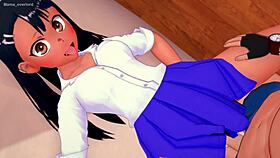 Nagatoro puts on old uniform for uncensored hentai toy play 😈