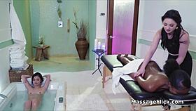 i enjoy interracial threesome pussy massage at the spa