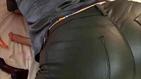 2063Ip Vertical - French Amateur Leather Pants Satin Lingerie Bra Thong Garter Belt Heels Stockings Exhibitionism Pov