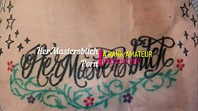 A woman with a buttplug gets her tail pinned and pisses while sucking master's cock