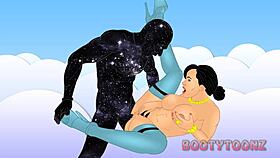 Lisa ann explores the galaxy in a milf-themed cartoon