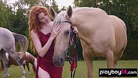 I watched redhead Latvian diva Heidi Romanova strip her big boobs outdoors