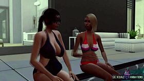 'I invite my straight neighbor to the pool to taste my plastic cock in animations.'