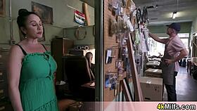 Nympho french milf wife cant wait for hubby so she visits him at his shop for a quickie fuck