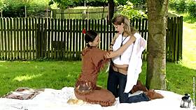 Beautiful Brunettes Zoe And Devin From Sapphic Erotica Have Lesbian Fun Outdoors