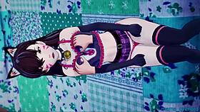 Cosplay cat girl dances bent over in doggystyle 3D anime hentai