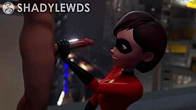 helen parr giving handjob on rooftop