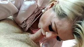 Intriguing contrast: hot milf aimee performs oral on wedding anniversary