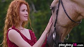 I watched redhead Latvian diva Heidi Romanova strip her big boobs outdoors