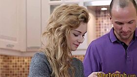 Blonde Flat Teen Takes Monster Cock Cumshot