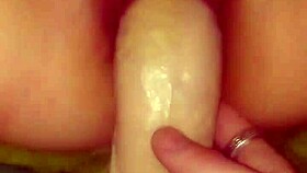 She Moans as I Fill Her Tight Pussy with Gigantic Dildo