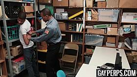 tattooed ebony thief gets barebacked hard by security guard