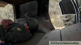 Alejandra asks, 'Fuck me kindly, cop?' as he enjoys her big tits.