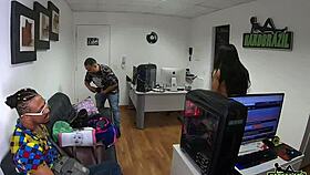 Photo shoot featuring Brazilian actress Mia Khalifa with Yara Morganna, Nego Catra, and capoeira actor.