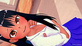 Nagatoro puts on old uniform for uncensored hentai toy play 😈