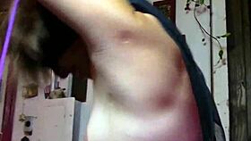 Inked babe nyx gets tied and tickled topless in stockings